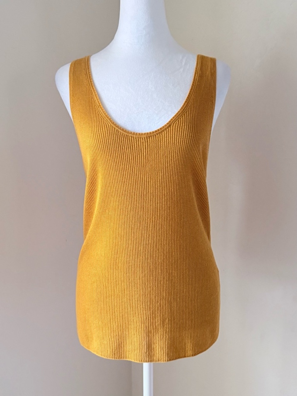 NWT Vince Marled Shaker Stitch Sweater Tank in Saffron / Clementine Orange XL